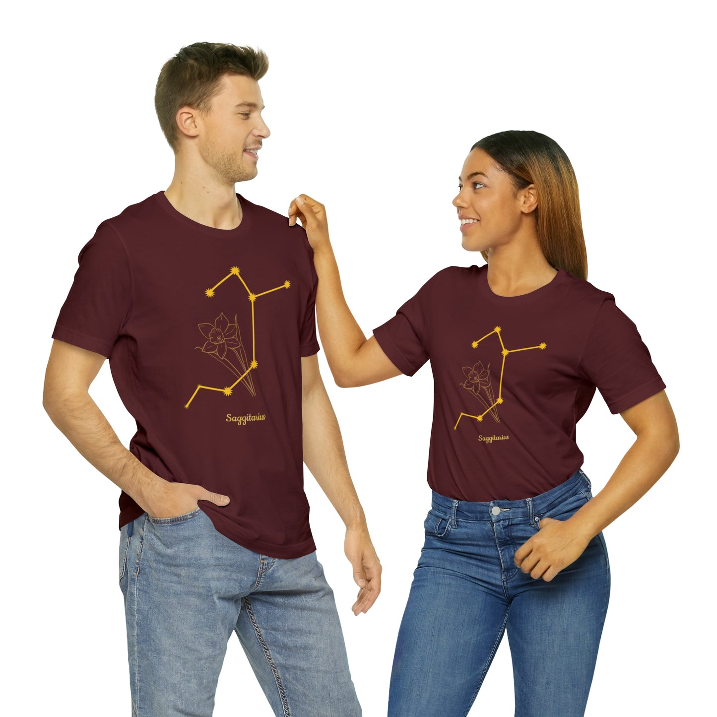 Sagittarius Daffodil & Stars AF T-Shirt | Fun Sagittarius T-Shirt | Zodiac T-Shirt | Zodiac Sign Shirt | Astrology | Star Sign | Unisex Jersey Short Sleeve Tee