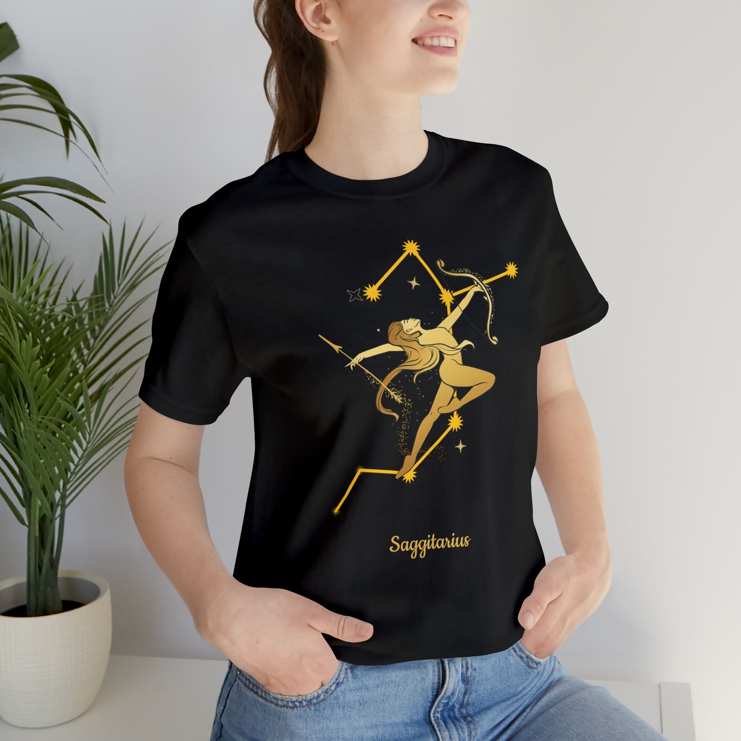 Sagittarius Nymph & Stars T-Shirt | Fun Sagittarius T-Shirt | Zodiac T-Shirt | Zodiac Sign Shirt | Astrology | Star Sign | Unisex Jersey Short Sleeve Tee