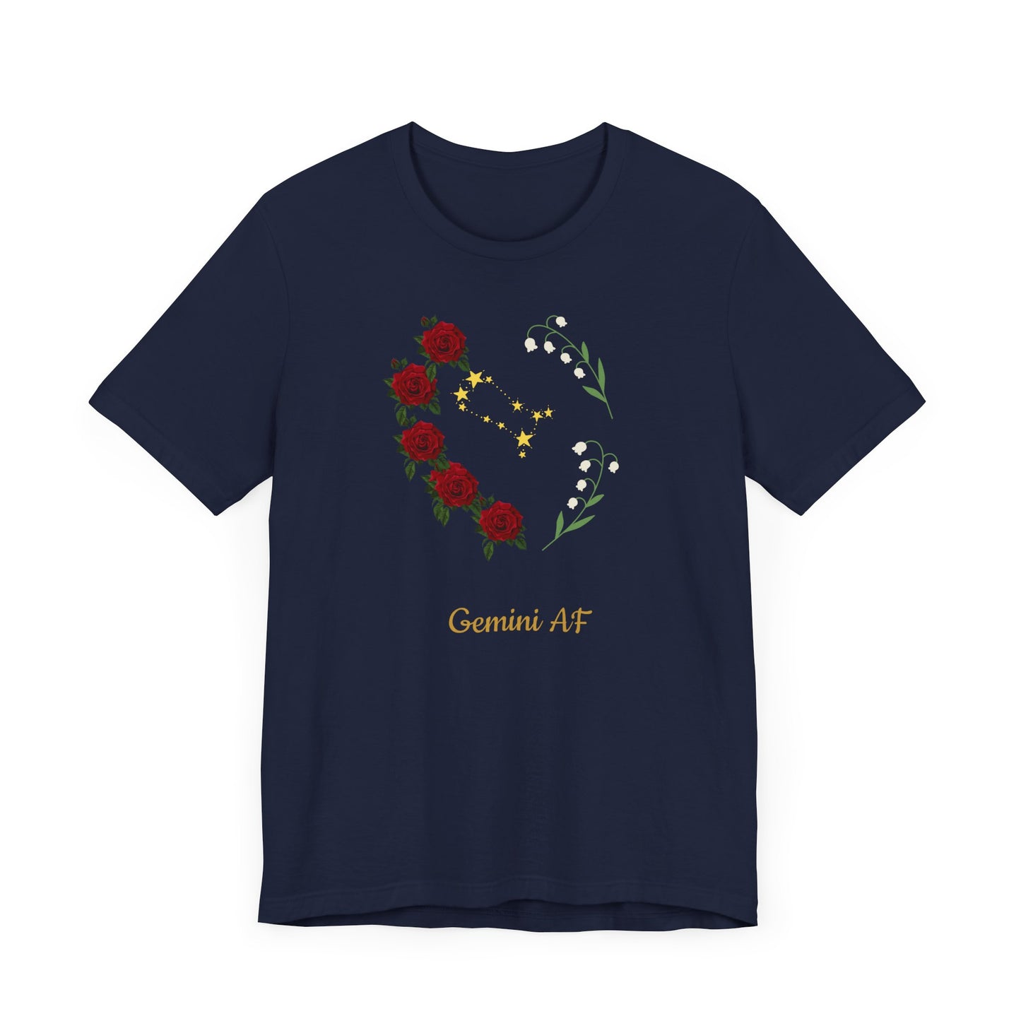Gemini Flower Heart Symbol AF T-Shirt | Fun Gemini T-Shirt | Zodiac T-Shirt | Zodiac Sign Shirt | Astrology | Star Sign | Unisex Jersey Short Sleeve Tee
