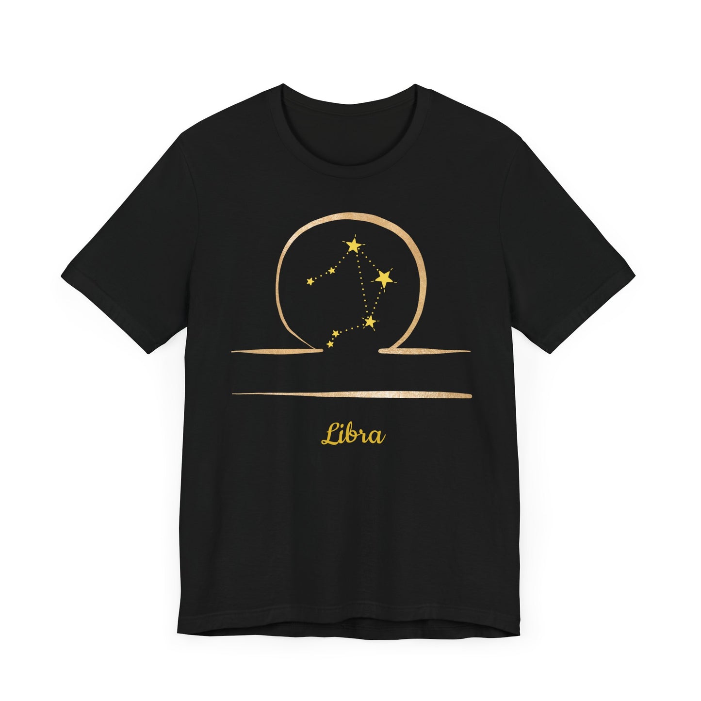 Libra Symbol T-Shirt And Stars | Fun Libra T-Shirt | Zodiac T-Shirt | Zodiac Sign Shirt | Astrology | Star Sign | Unisex Jersey Short Sleeve Tee