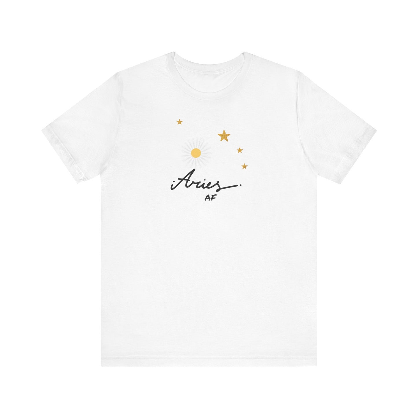Aries Symbol AF T-Shirt Stars and flower | Fun Aries T-Shirt | Zodiac T-Shirt | Zodiac Sign Shirt | Astrology | Star Sign | Unisex Jersey Short Sleeve Tee