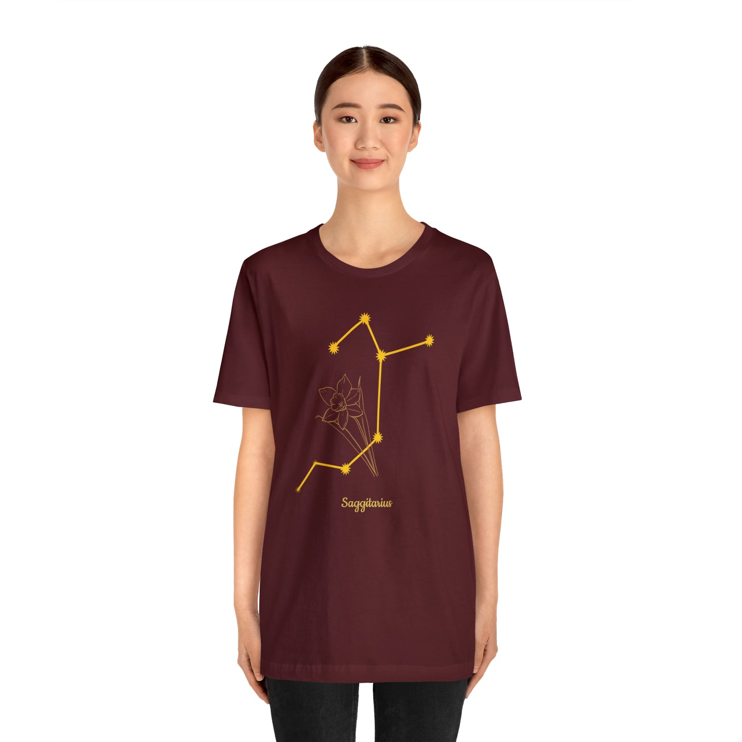 Sagittarius Daffodil & Stars AF T-Shirt | Fun Sagittarius T-Shirt | Zodiac T-Shirt | Zodiac Sign Shirt | Astrology | Star Sign | Unisex Jersey Short Sleeve Tee