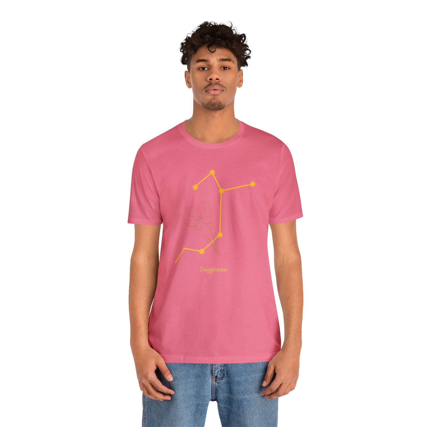 Sagittarius Daffodil & Stars AF T-Shirt | Fun Sagittarius T-Shirt | Zodiac T-Shirt | Zodiac Sign Shirt | Astrology | Star Sign | Unisex Jersey Short Sleeve Tee