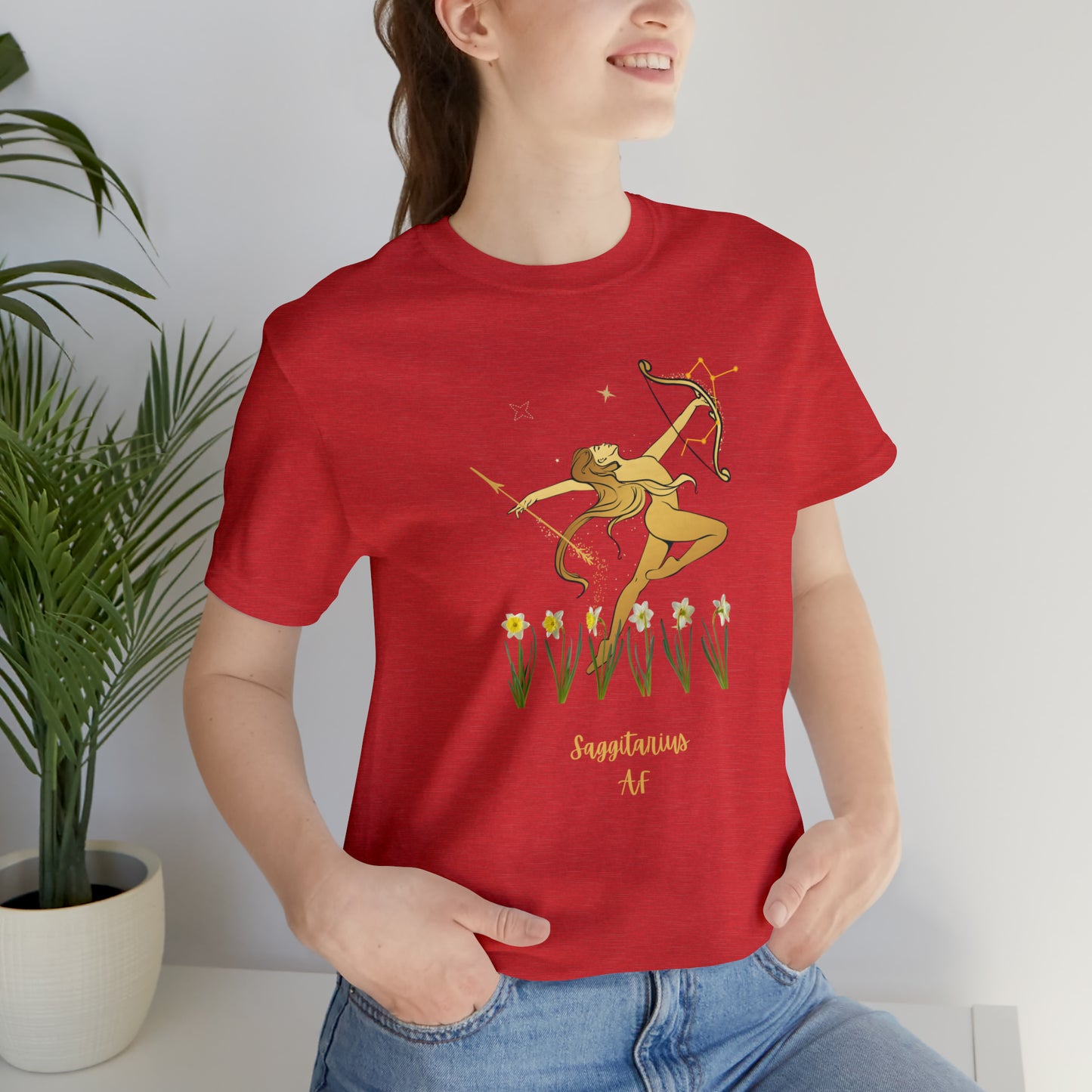 Sagittarius Nymph & Stars AF T-Shirt | Fun Sagittarius T-Shirt | Zodiac T-Shirt | Zodiac Sign Shirt | Astrology | Star Sign | Unisex Jersey Short Sleeve Tee