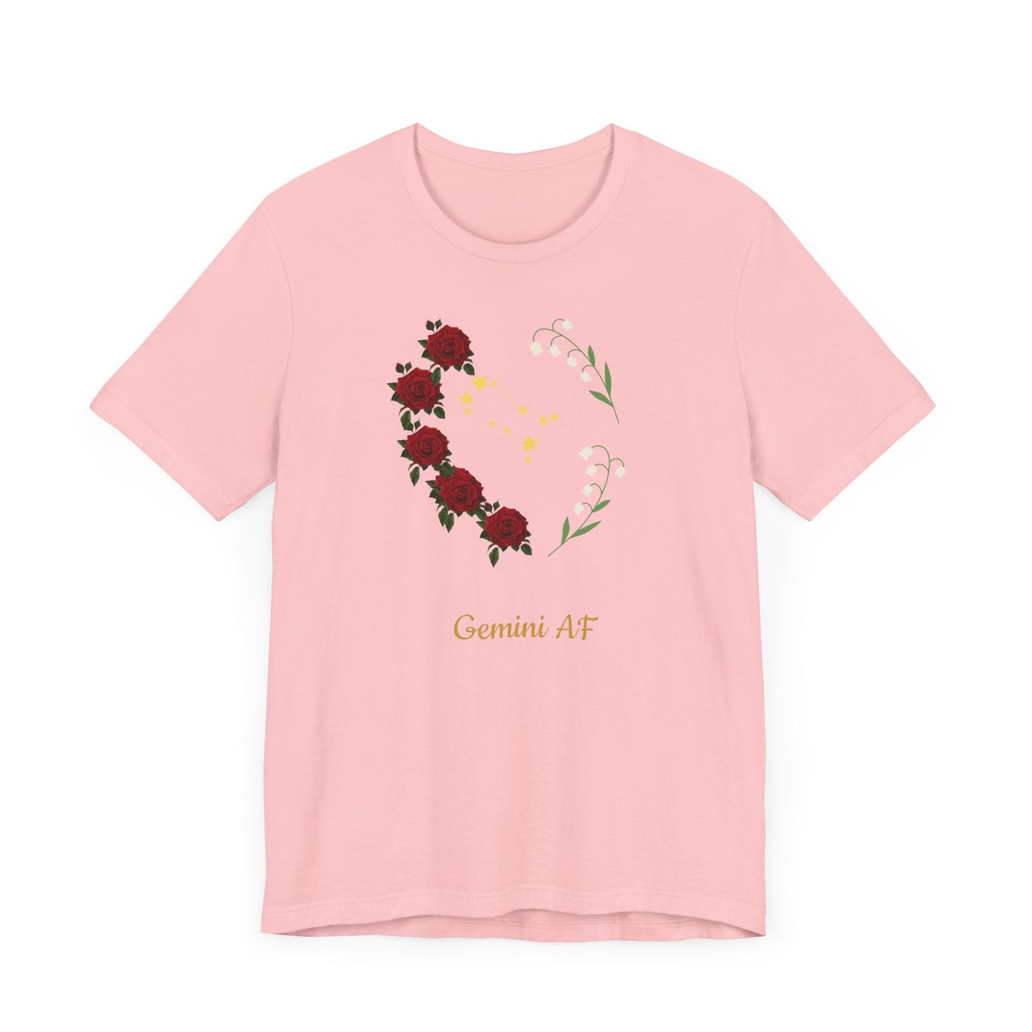 Gemini Flower Heart Symbol AF T-Shirt | Fun Gemini T-Shirt | Zodiac T-Shirt | Zodiac Sign Shirt | Astrology | Star Sign | Unisex Jersey Short Sleeve Tee