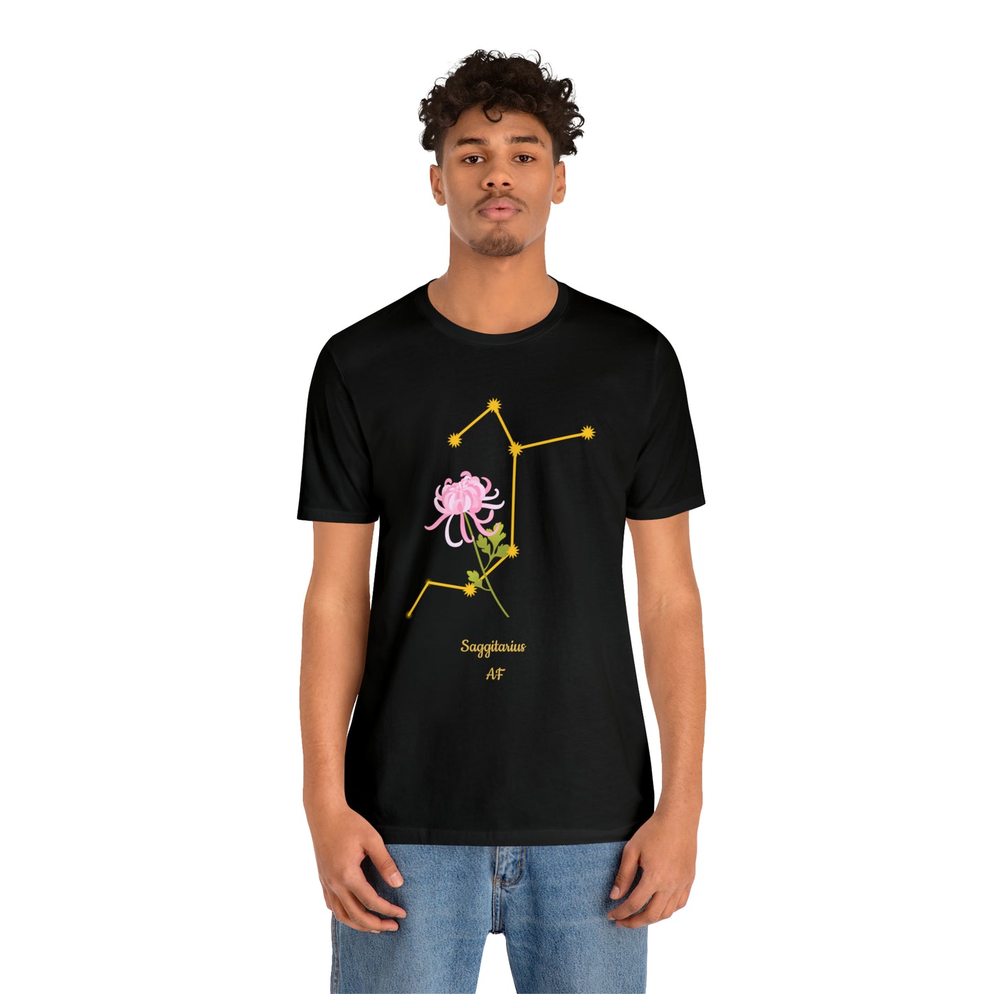 Sagittarius Flower & Stars AF T-Shirt | Fun Sagittarius T-Shirt | Zodiac T-Shirt | Zodiac Sign Shirt | Astrology | Star Sign | Unisex Jersey Short Sleeve Tee