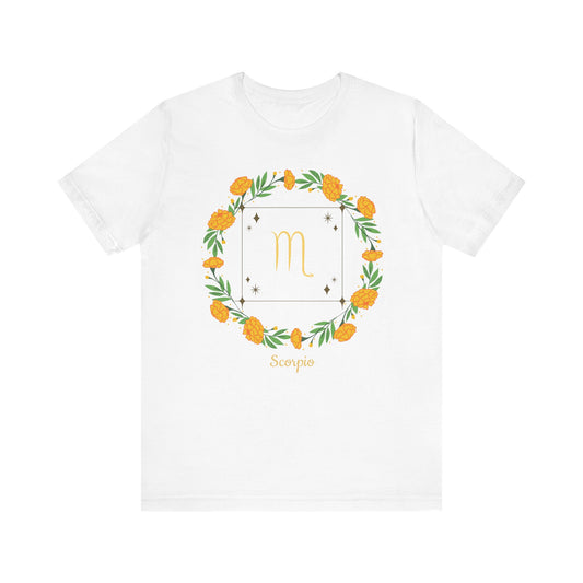 Scorpio Garland Symbol T-Shirt | Fun Scorpio T-Shirt | Zodiac T-Shirt | Zodiac Sign Shirt | Astrology | Star Sign | Unisex Jersey Short Sleeve Tee