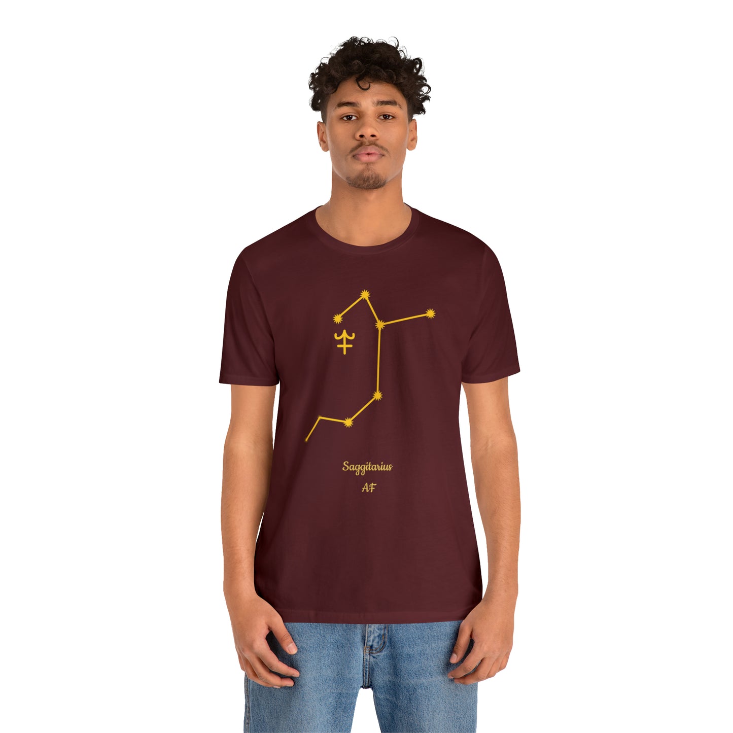 Sagittarius Symbol & Stars AF T-Shirt | Fun Sagittarius T-Shirt | Zodiac T-Shirt | Zodiac Sign Shirt | Astrology | Star Sign | Unisex Jersey Short Sleeve Tee