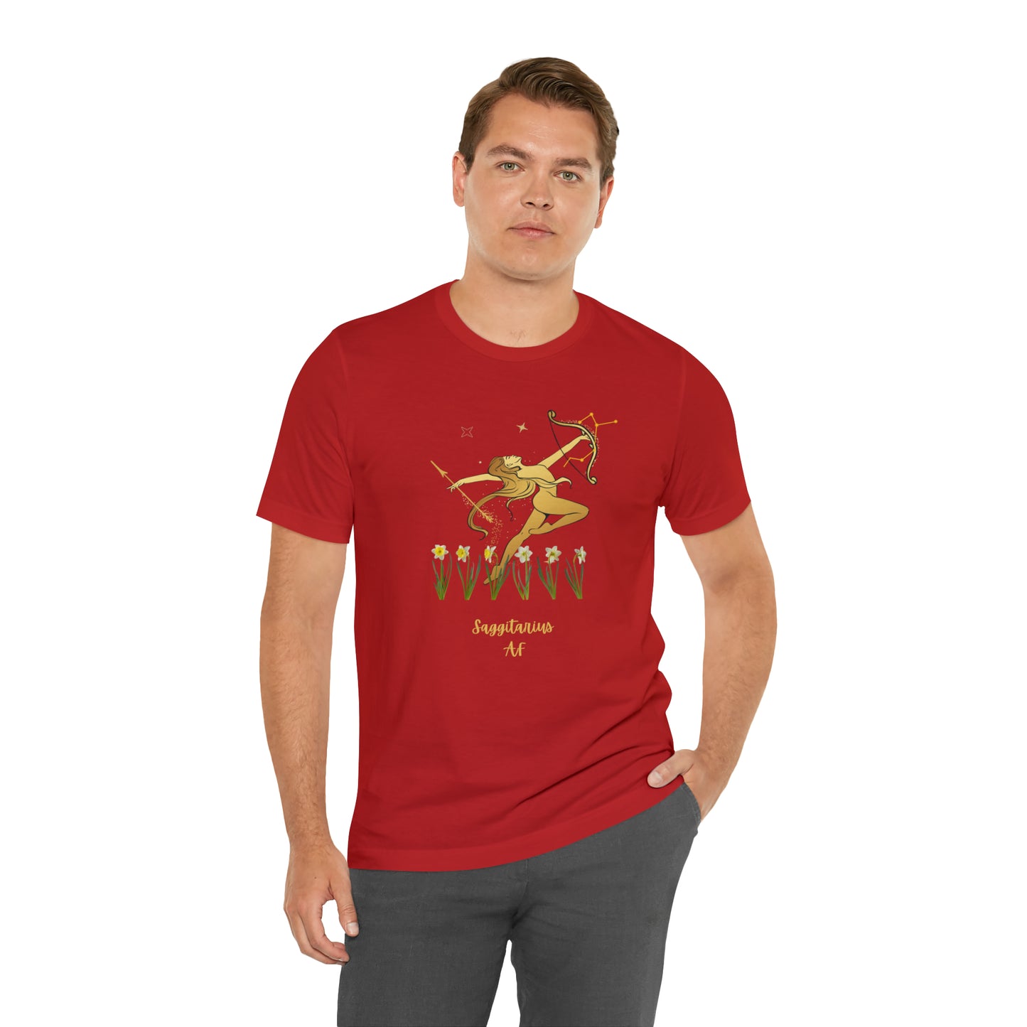 Sagittarius Nymph & Stars AF T-Shirt | Fun Sagittarius T-Shirt | Zodiac T-Shirt | Zodiac Sign Shirt | Astrology | Star Sign | Unisex Jersey Short Sleeve Tee