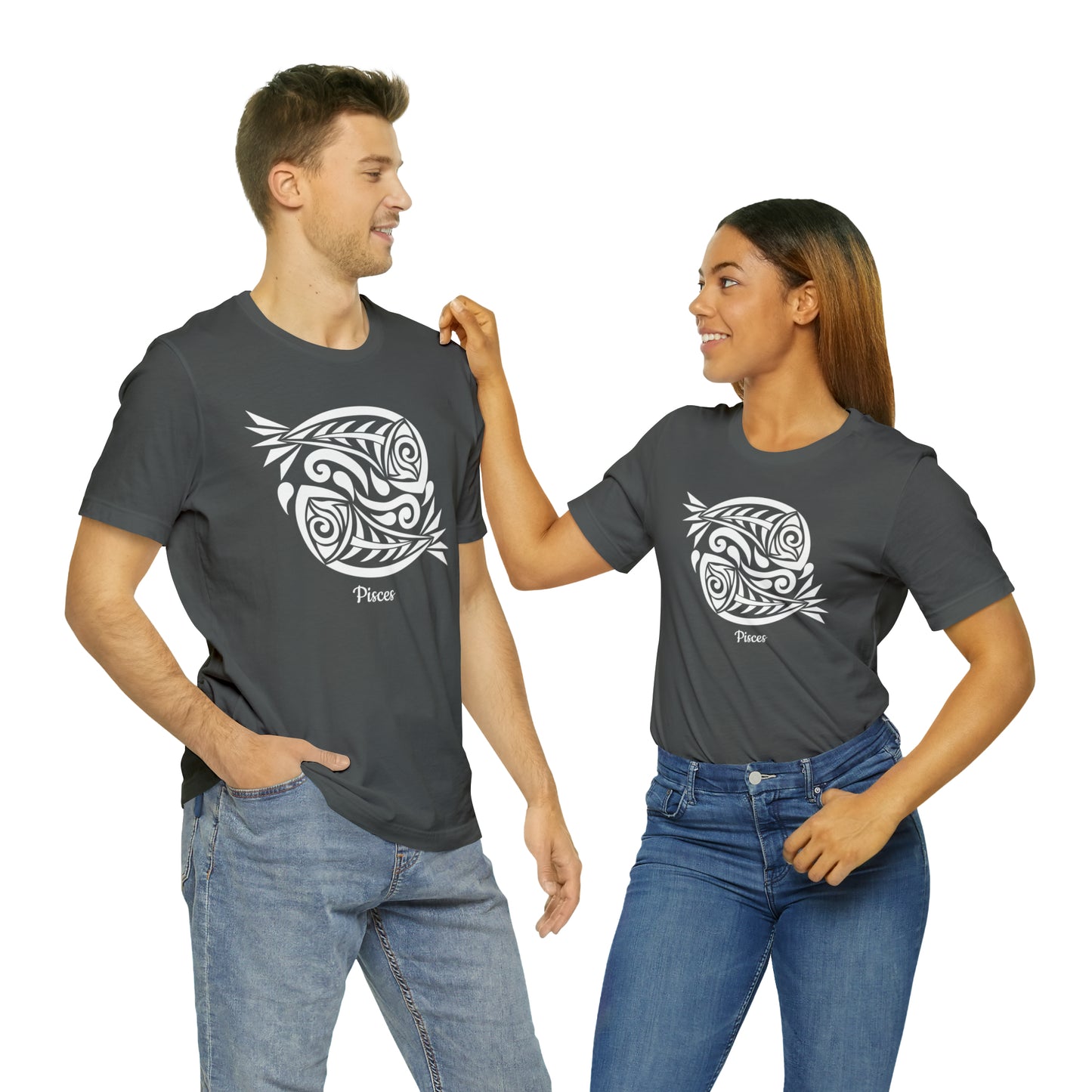Pisces White Fish T-Shirt | Fun Pisces T-Shirt | Zodiac T-Shirt | Zodiac Sign Shirt | Astrology | Star Sign | Unisex Jersey Short Sleeve Tee