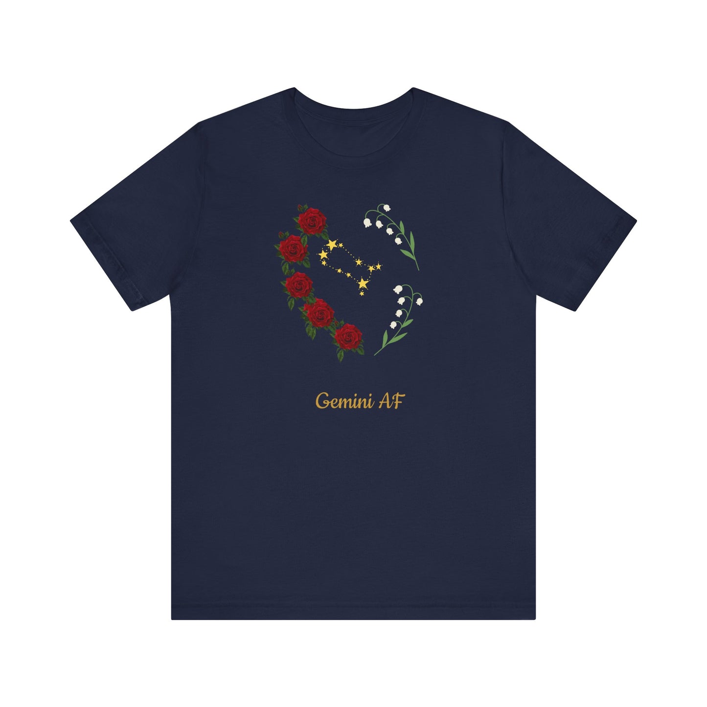 Gemini Flower Heart Symbol AF T-Shirt | Fun Gemini T-Shirt | Zodiac T-Shirt | Zodiac Sign Shirt | Astrology | Star Sign | Unisex Jersey Short Sleeve Tee