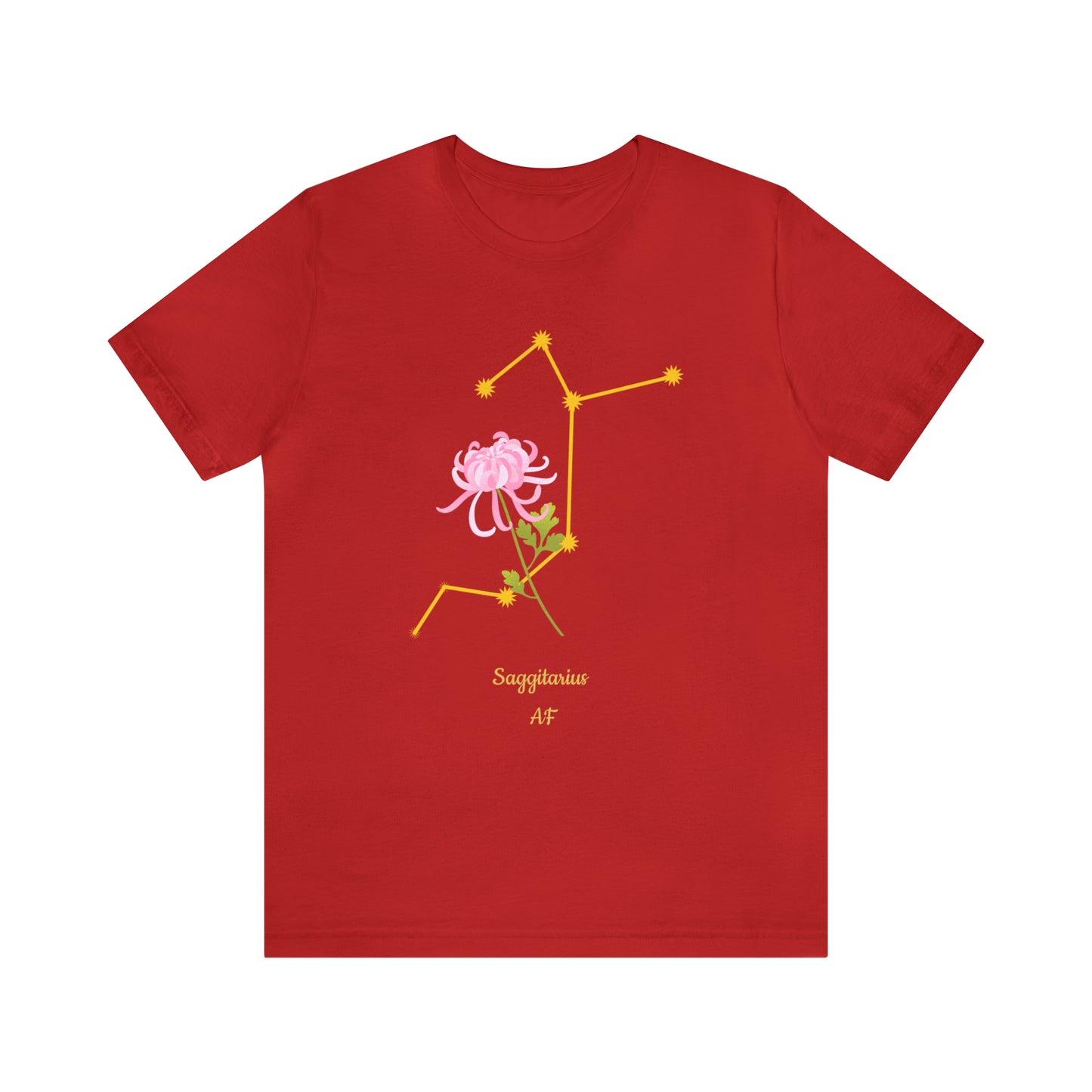 Sagittarius Flower & Stars AF T-Shirt | Fun Sagittarius T-Shirt | Zodiac T-Shirt | Zodiac Sign Shirt | Astrology | Star Sign | Unisex Jersey Short Sleeve Tee