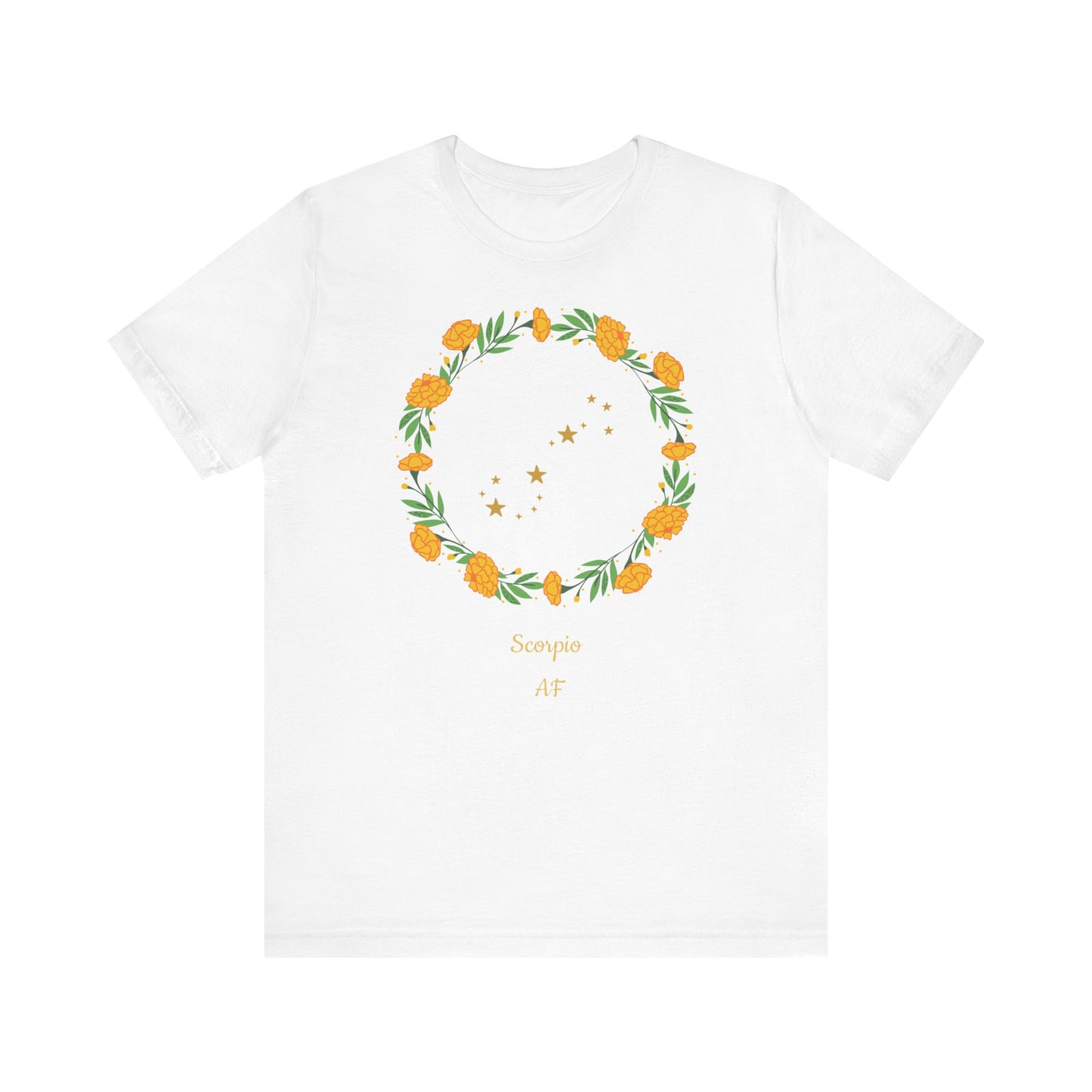 Scorpio Stars & Garland AF T-Shirt | Fun Scorpio T-Shirt | Zodiac T-Shirt | Zodiac Sign Shirt | Astrology | Star Sign | Unisex Jersey Short Sleeve Tee