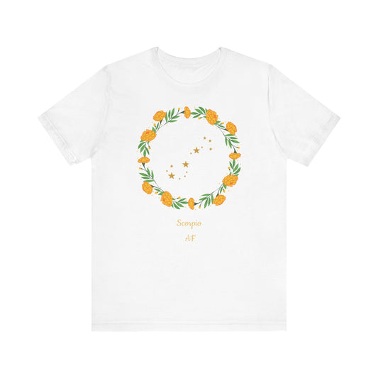Scorpio Stars & Garland AF T-Shirt | Fun Scorpio T-Shirt | Zodiac T-Shirt | Zodiac Sign Shirt | Astrology | Star Sign | Unisex Jersey Short Sleeve Tee