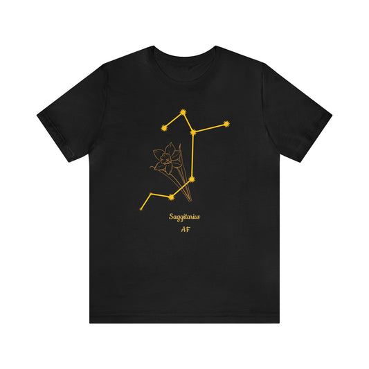 Sagittarius Daffodil & Stars T-Shirt | Fun Sagittarius T-Shirt | Zodiac T-Shirt | Zodiac Sign Shirt | Astrology | Star Sign | Unisex Jersey Short Sleeve Tee