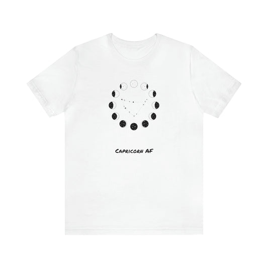 Capricorn AF Moon Phase T-Shirt | Fun Capricorn T-Shirt | Zodiac T-Shirt | Zodiac Sign Shirt | Astrology | Star Sign | Unisex Jersey Short Sleeve Tee