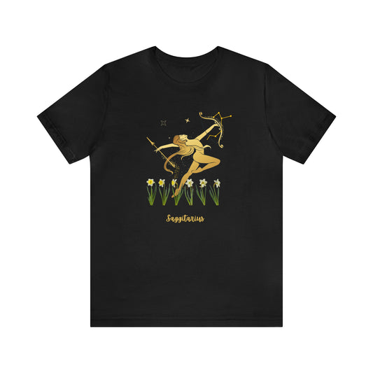 Sagittarius Nymph & Stars T-Shirt | Fun Sagittarius T-Shirt | Zodiac T-Shirt | Zodiac Sign Shirt | Astrology | Star Sign | Unisex Jersey Short Sleeve Tee