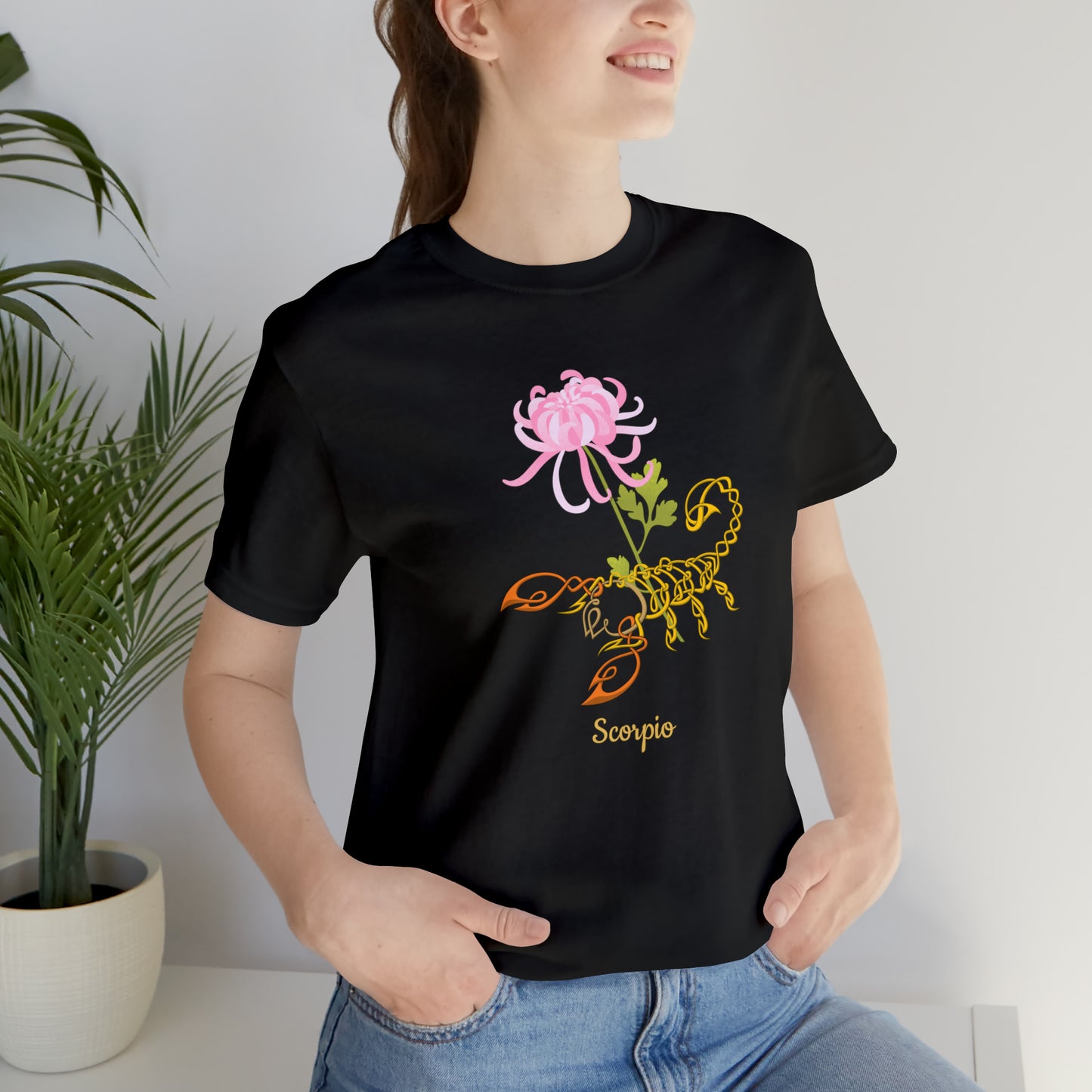 Scorpion & Flower AF T-Shirt | Fun Scorpio T-Shirt | Zodiac T-Shirt | Zodiac Sign Shirt | Astrology | Star Sign | Unisex Jersey Short Sleeve Tee