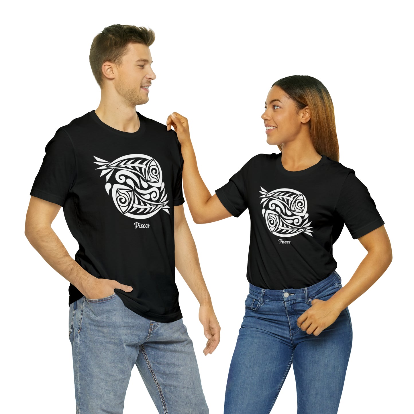 Pisces White Fish T-Shirt | Fun Pisces T-Shirt | Zodiac T-Shirt | Zodiac Sign Shirt | Astrology | Star Sign | Unisex Jersey Short Sleeve Tee