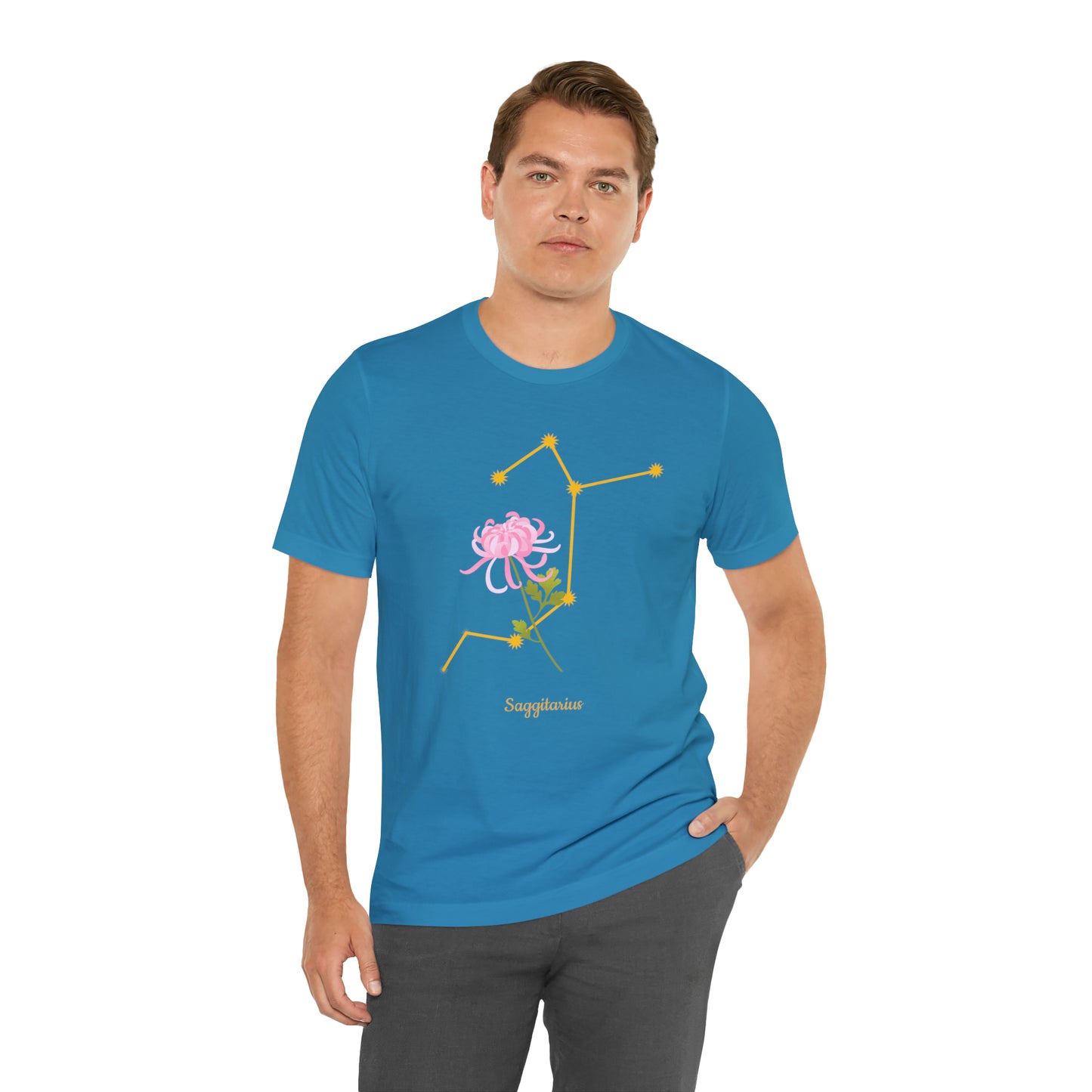 Sagittarius Flower & Stars T-Shirt | Fun Sagittarius T-Shirt | Zodiac T-Shirt | Zodiac Sign Shirt | Astrology | Star Sign | Unisex Jersey Short Sleeve Tee