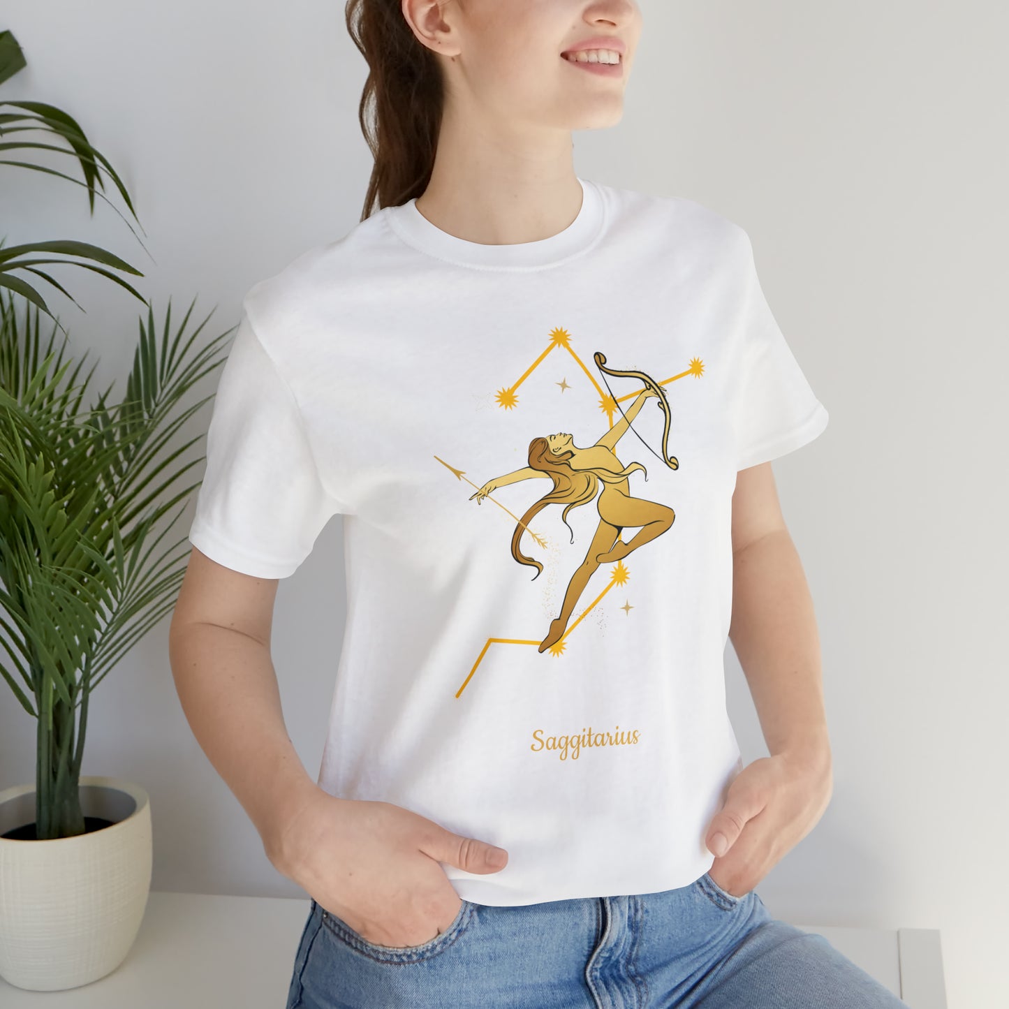 Sagittarius Nymph & Stars T-Shirt | Fun Sagittarius T-Shirt | Zodiac T-Shirt | Zodiac Sign Shirt | Astrology | Star Sign | Unisex Jersey Short Sleeve Tee