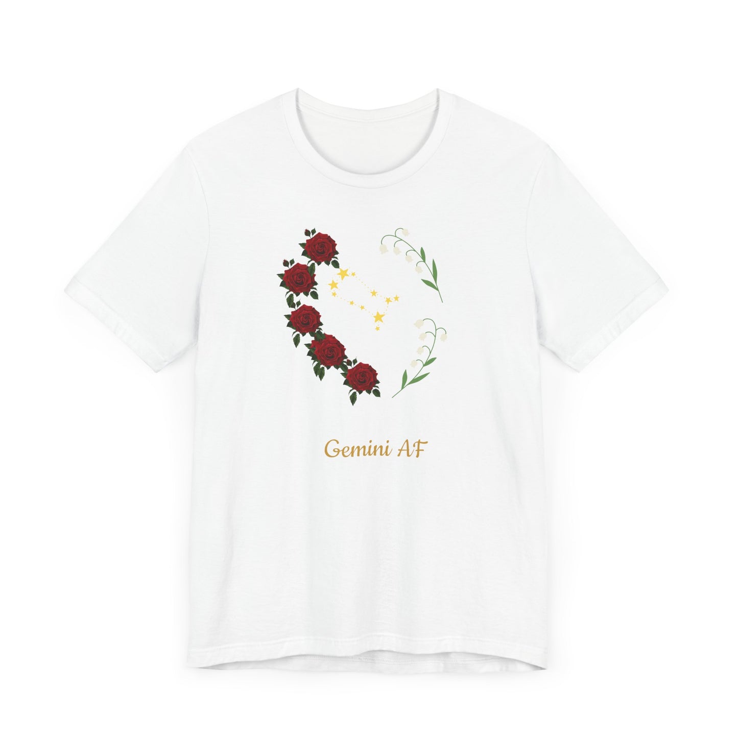 Gemini Flower Heart Symbol AF T-Shirt | Fun Gemini T-Shirt | Zodiac T-Shirt | Zodiac Sign Shirt | Astrology | Star Sign | Unisex Jersey Short Sleeve Tee