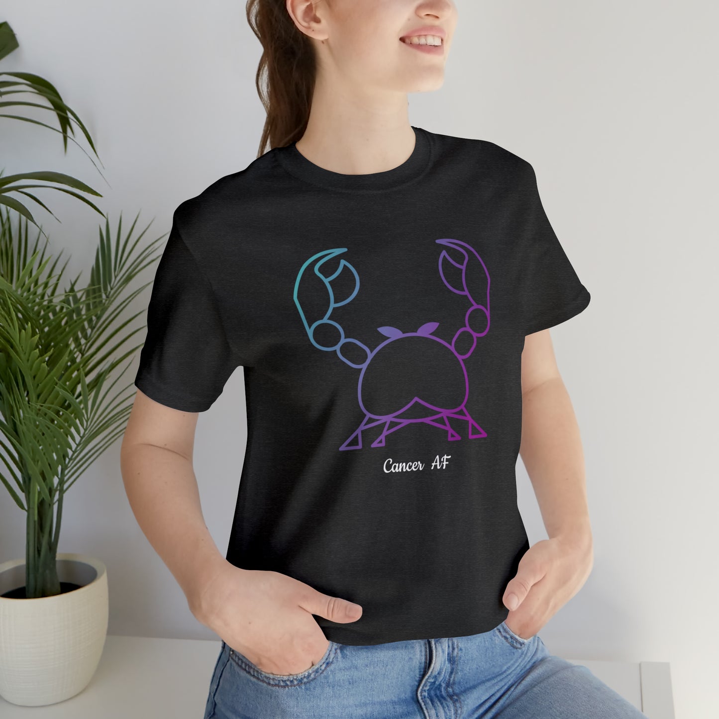 Cancer AF T-Shirt | Fun Cancer Crab T-Shirt | Zodiac T-Shirt | Zodiac Sign Shirt | Astrology | Star Sign | Unisex Jersey Short Sleeve Tee
