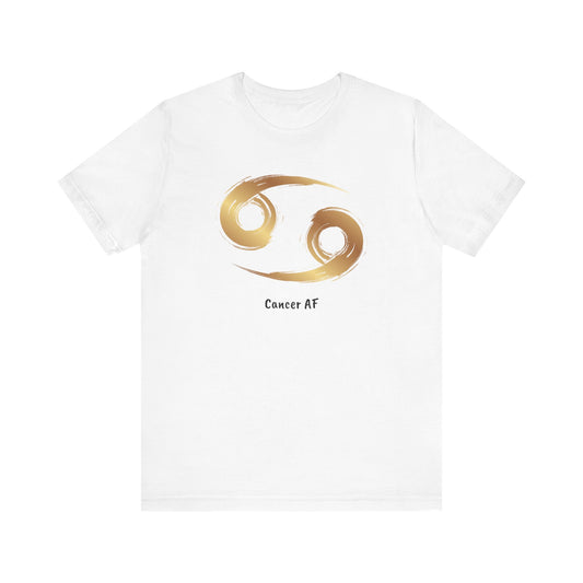 Cancer AF Symbol T-Shirt White | Fun Cancer T-Shirt | Zodiac T-Shirt | Zodiac Sign Shirt | Astrology | Star Sign | Unisex Jersey Short Sleeve Tee
