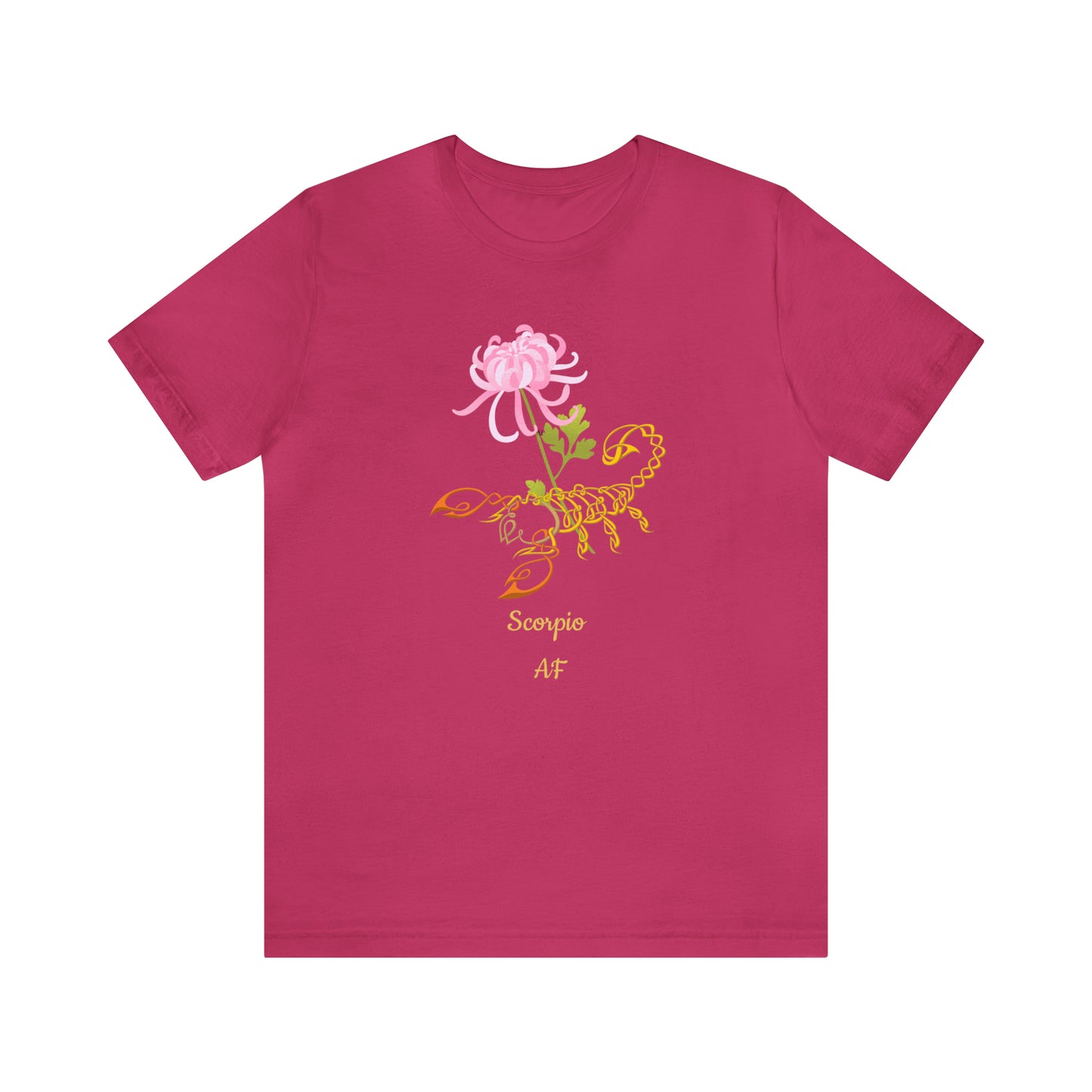 Scorpion & Flower AF T-Shirt | Fun Scorpio T-Shirt | Zodiac T-Shirt | Zodiac Sign Shirt | Astrology | Star Sign | Unisex Jersey Short Sleeve Tee
