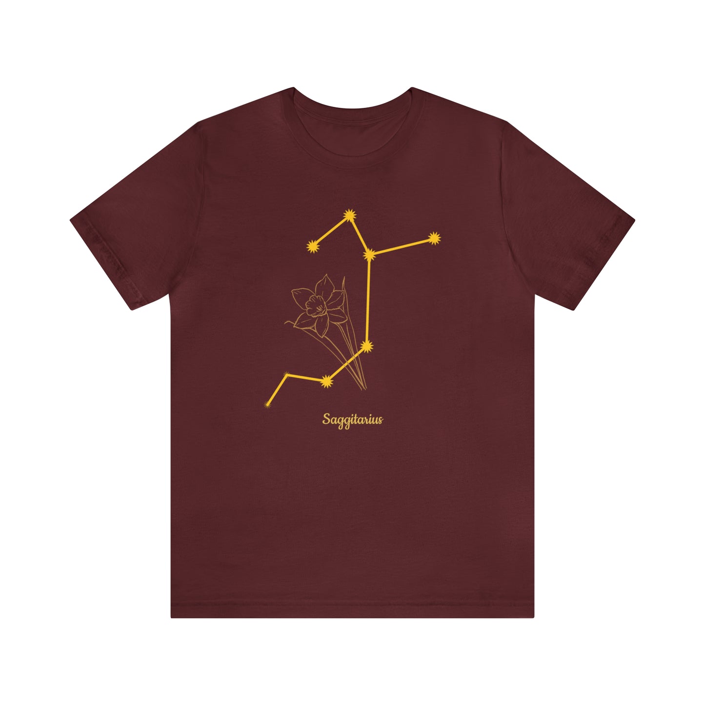 Sagittarius Daffodil & Stars AF T-Shirt | Fun Sagittarius T-Shirt | Zodiac T-Shirt | Zodiac Sign Shirt | Astrology | Star Sign | Unisex Jersey Short Sleeve Tee