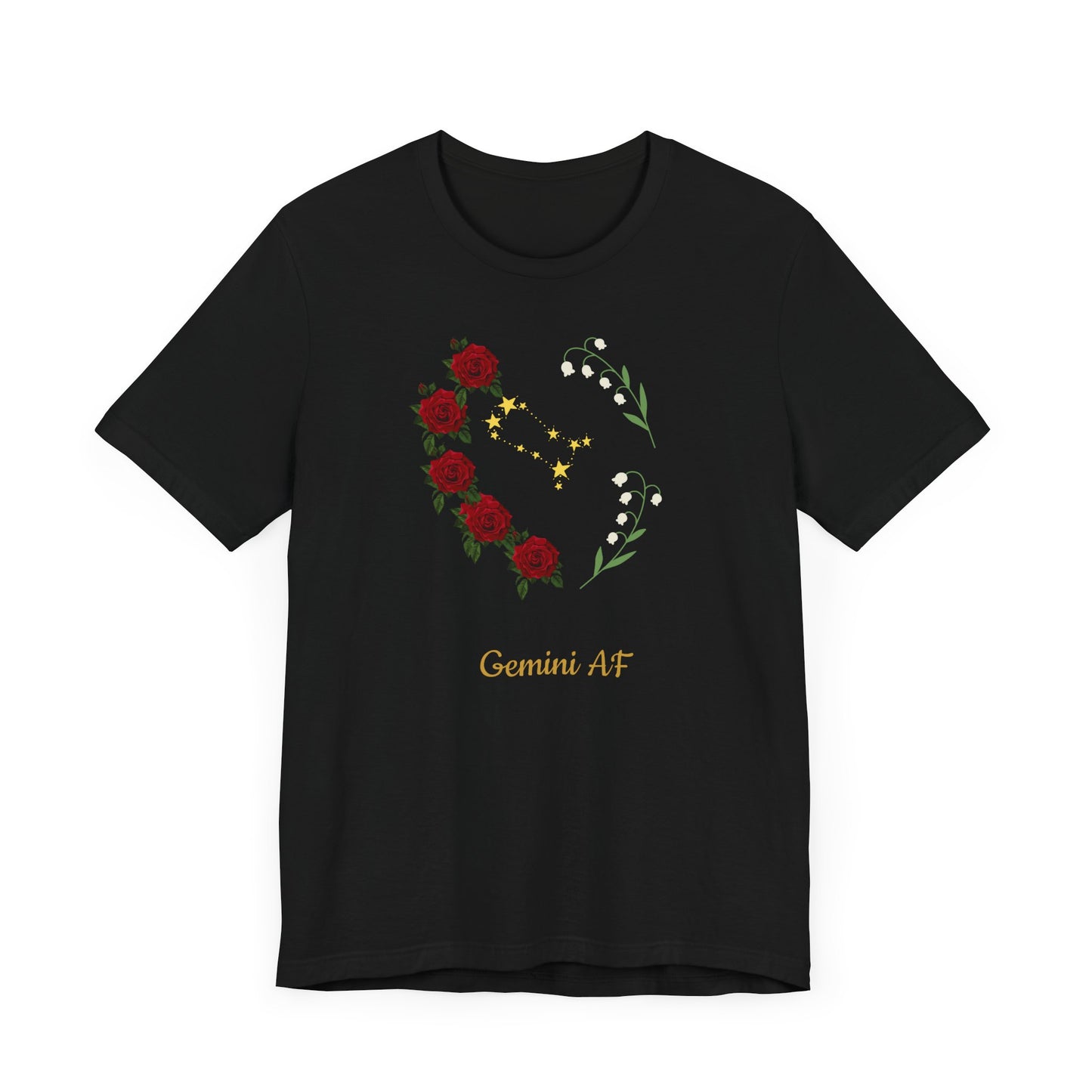 Gemini Flower Heart Symbol AF T-Shirt | Fun Gemini T-Shirt | Zodiac T-Shirt | Zodiac Sign Shirt | Astrology | Star Sign | Unisex Jersey Short Sleeve Tee