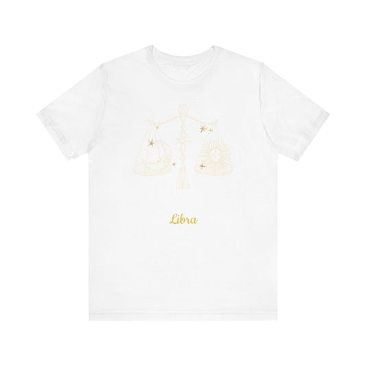 Libra Scales Symbol T-Shirt And Stars | Fun Libra T-Shirt | Zodiac T-Shirt | Zodiac Sign Shirt | Astrology | Star Sign | Unisex Jersey Short Sleeve Tee