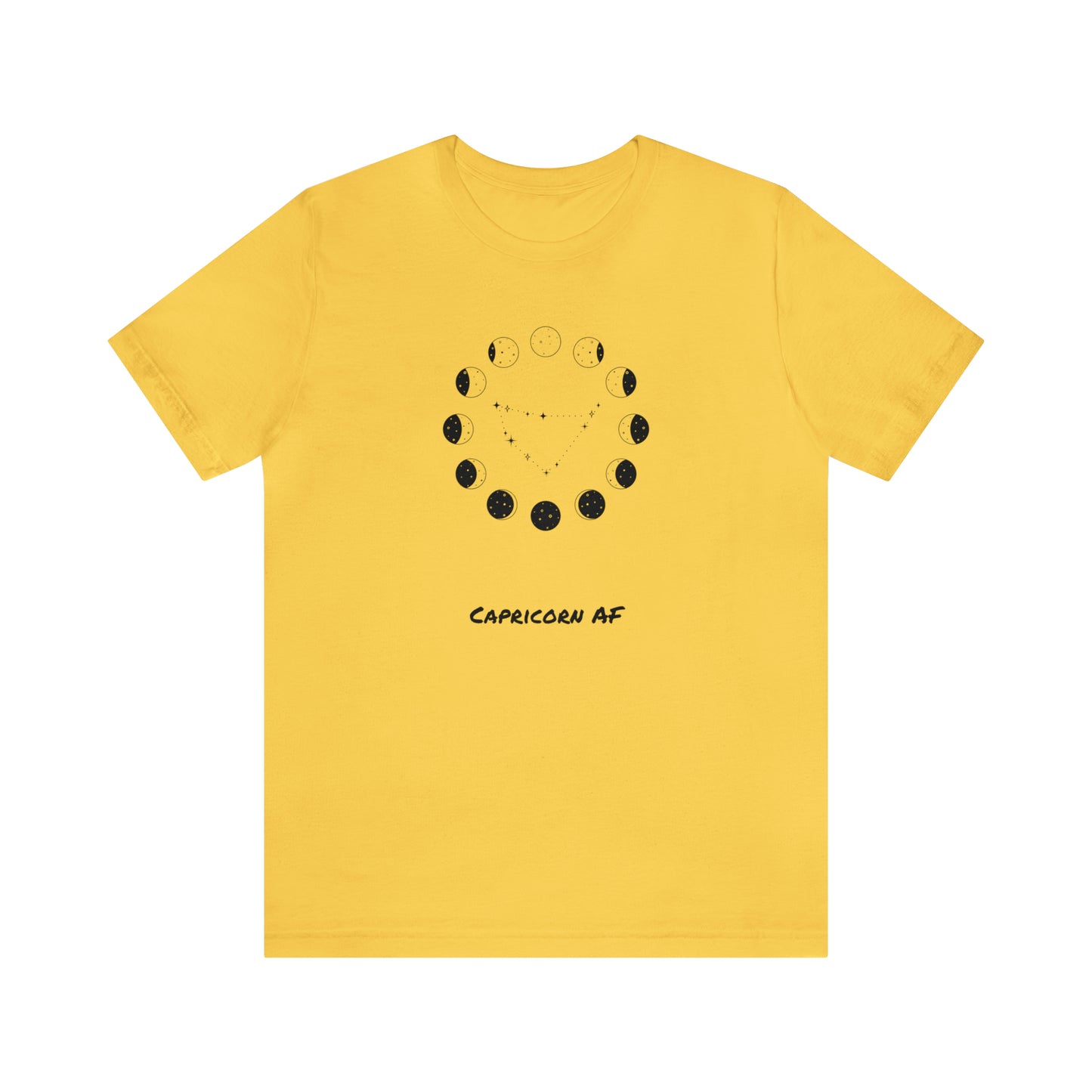 Capricorn AF Moon Phase T-Shirt | Fun Capricorn T-Shirt | Zodiac T-Shirt | Zodiac Sign Shirt | Astrology | Star Sign | Unisex Jersey Short Sleeve Tee