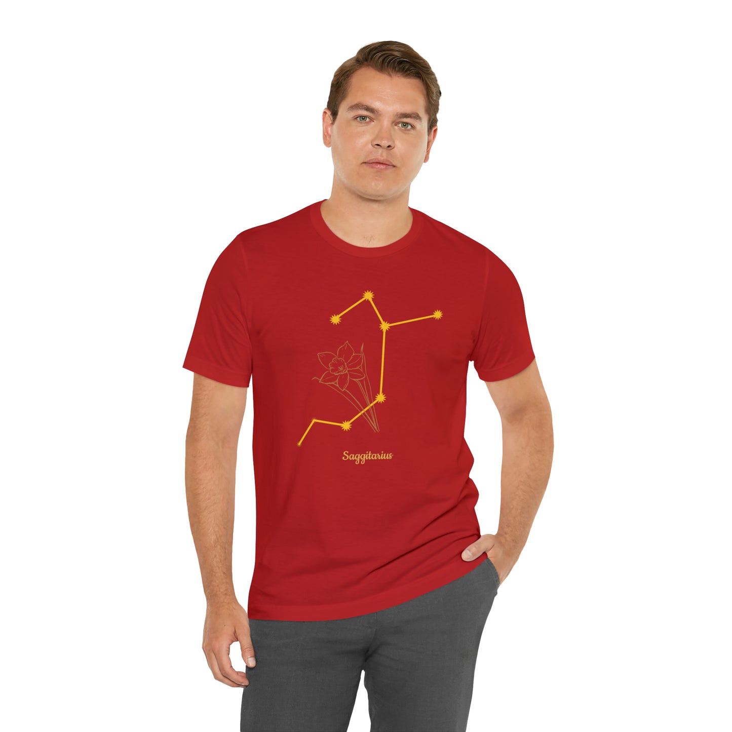 Sagittarius Daffodil & Stars AF T-Shirt | Fun Sagittarius T-Shirt | Zodiac T-Shirt | Zodiac Sign Shirt | Astrology | Star Sign | Unisex Jersey Short Sleeve Tee