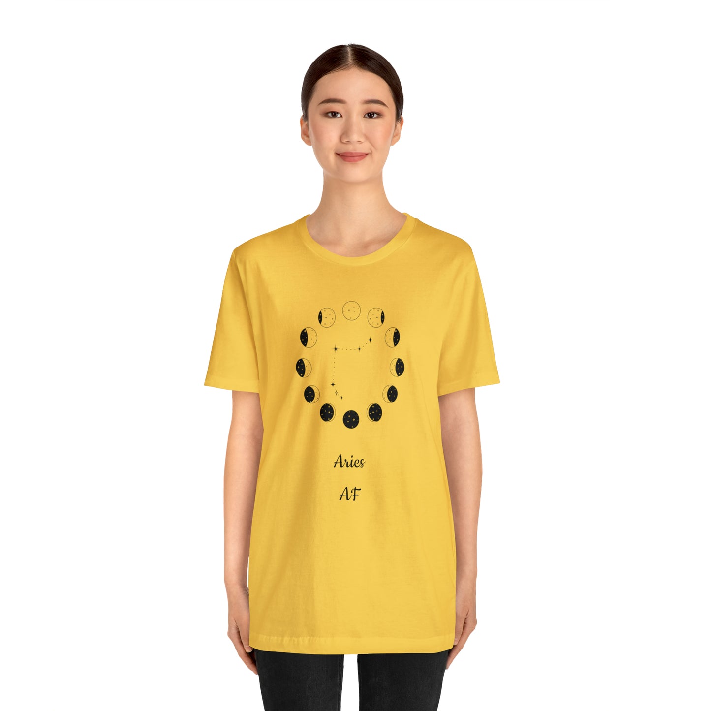 Aries Moon Cycle AF T-Shirt | Fun Aries T-Shirt | Zodiac T-Shirt | Zodiac Sign Shirt | Astrology | Star Sign | Unisex Jersey Short Sleeve Tee