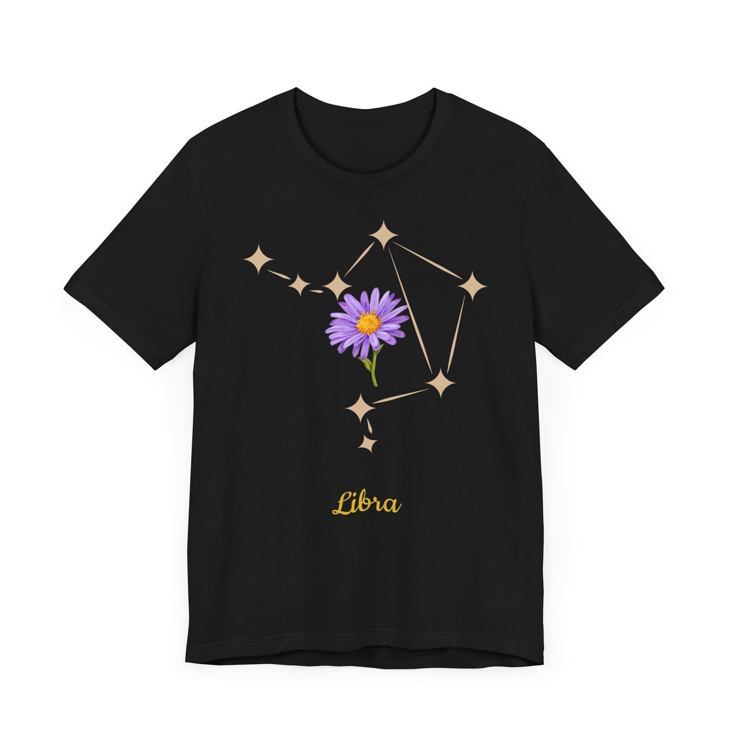 Libra Star Sign and Flower T-Shirt | Fun Virgo T-Shirt | Zodiac T-Shirt | Zodiac Sign Shirt | Astrology | Star Sign | Unisex Jersey Short Sleeve Tee