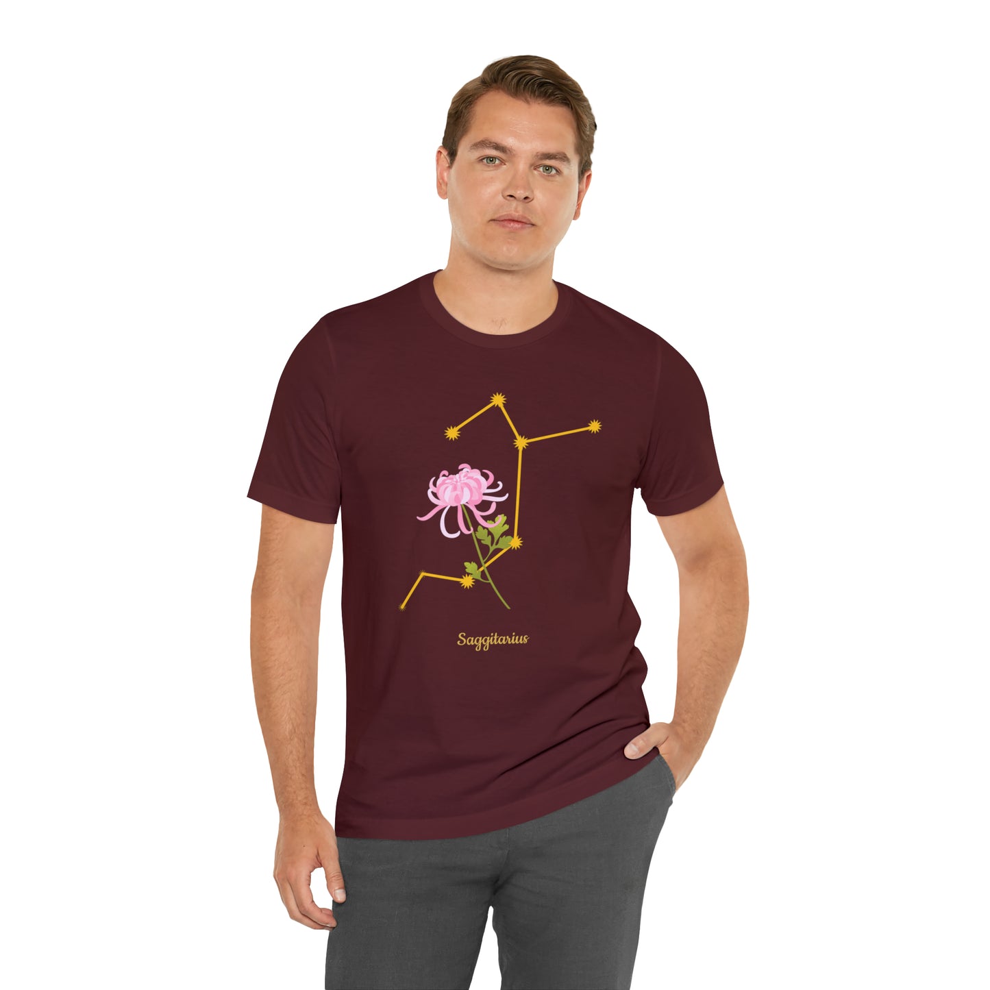 Sagittarius Flower & Stars T-Shirt | Fun Sagittarius T-Shirt | Zodiac T-Shirt | Zodiac Sign Shirt | Astrology | Star Sign | Unisex Jersey Short Sleeve Tee
