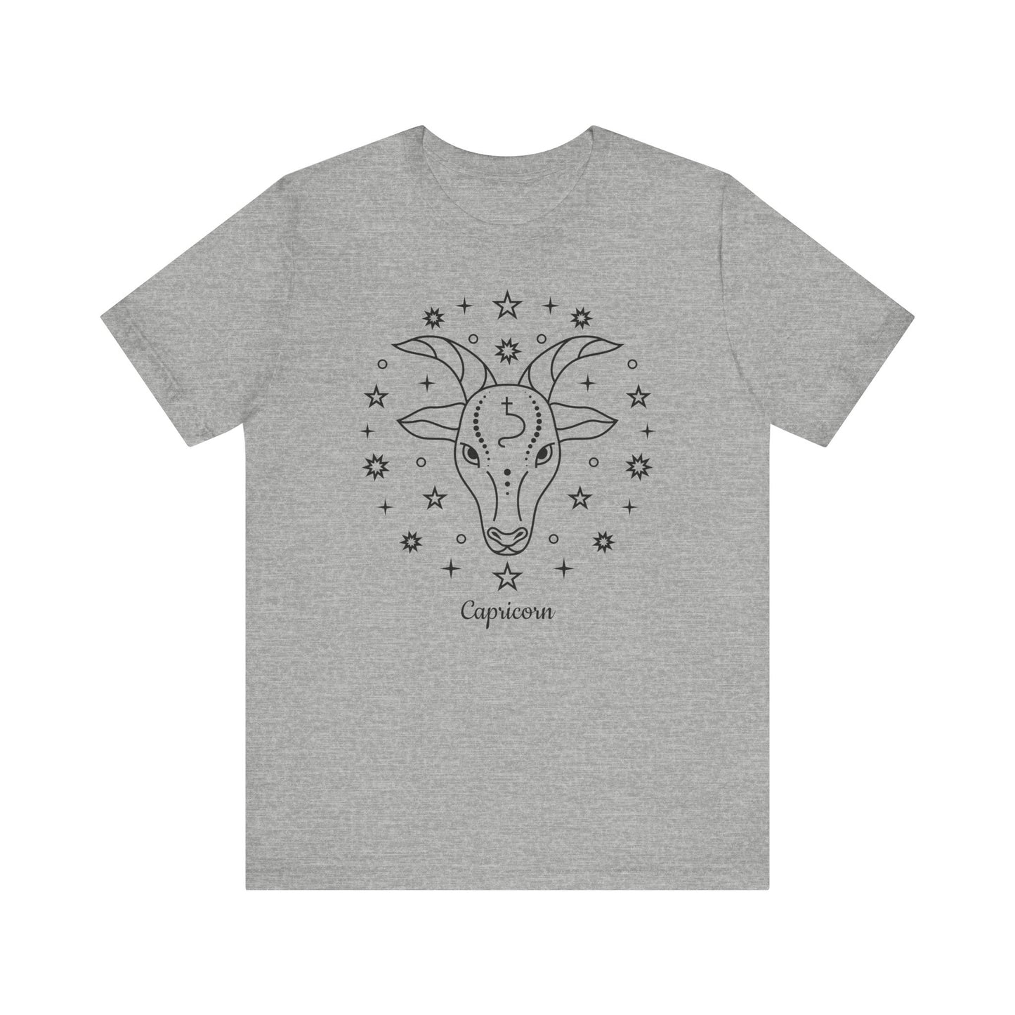 Capricorn Symbols Black T-Shirt | Fun Capricorn T-Shirt | Zodiac T-Shirt | Zodiac Sign Shirt | Astrology | Star Sign | Unisex Jersey Short Sleeve Tee