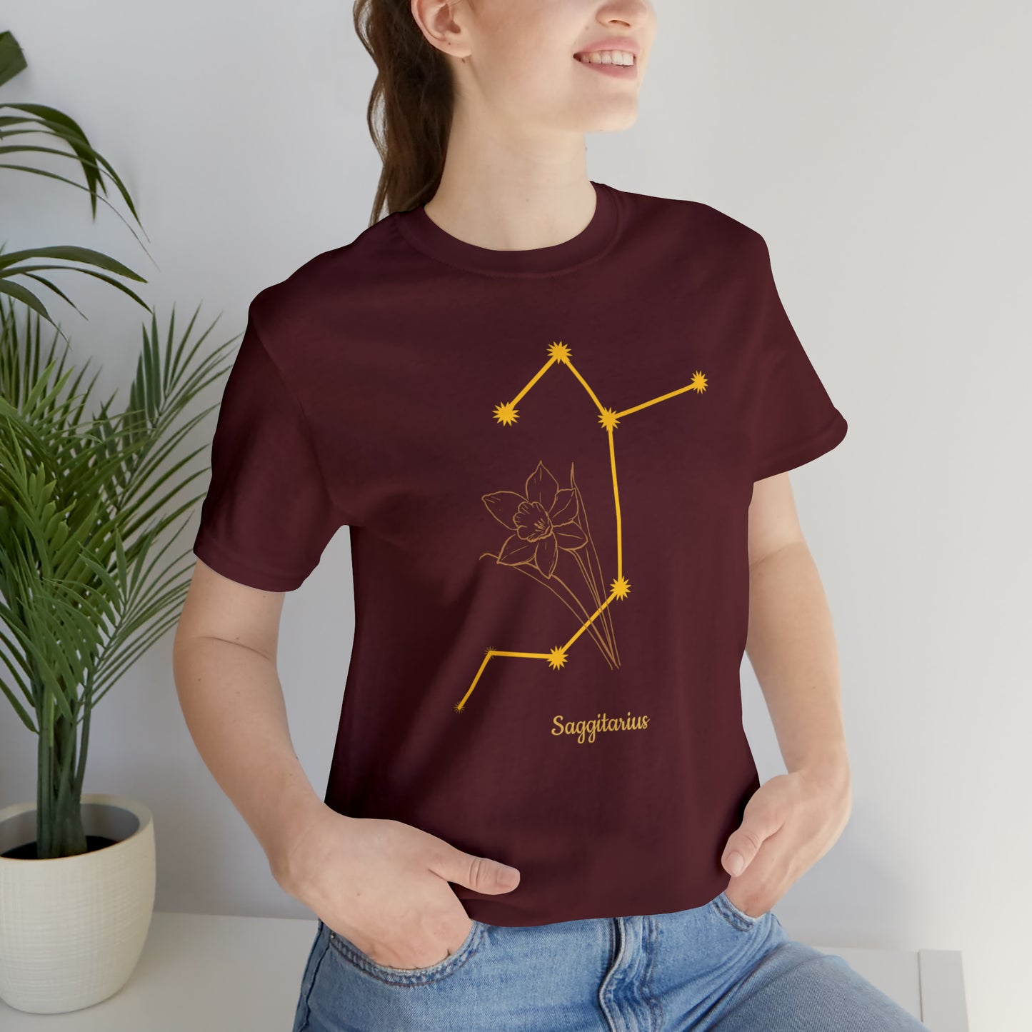 Sagittarius Daffodil & Stars AF T-Shirt | Fun Sagittarius T-Shirt | Zodiac T-Shirt | Zodiac Sign Shirt | Astrology | Star Sign | Unisex Jersey Short Sleeve Tee