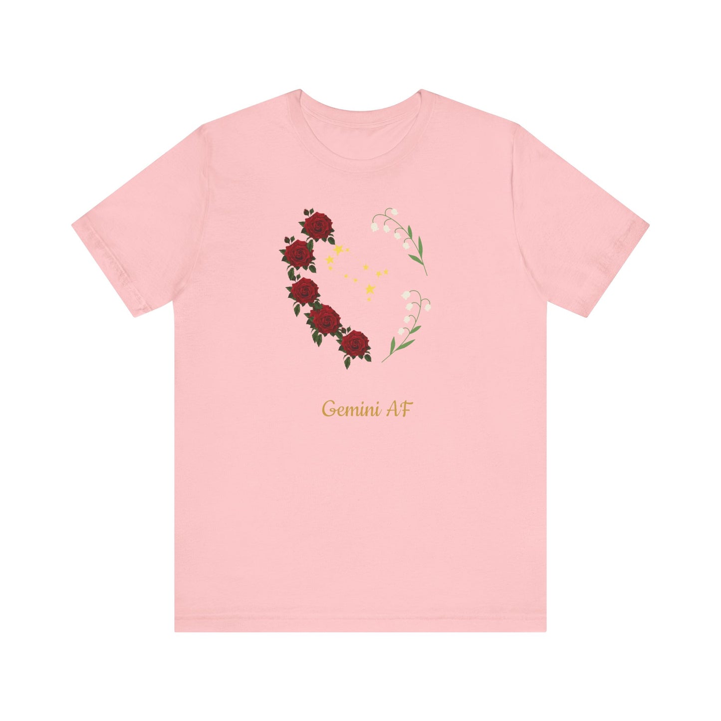 Gemini Flower Heart Symbol AF T-Shirt | Fun Gemini T-Shirt | Zodiac T-Shirt | Zodiac Sign Shirt | Astrology | Star Sign | Unisex Jersey Short Sleeve Tee