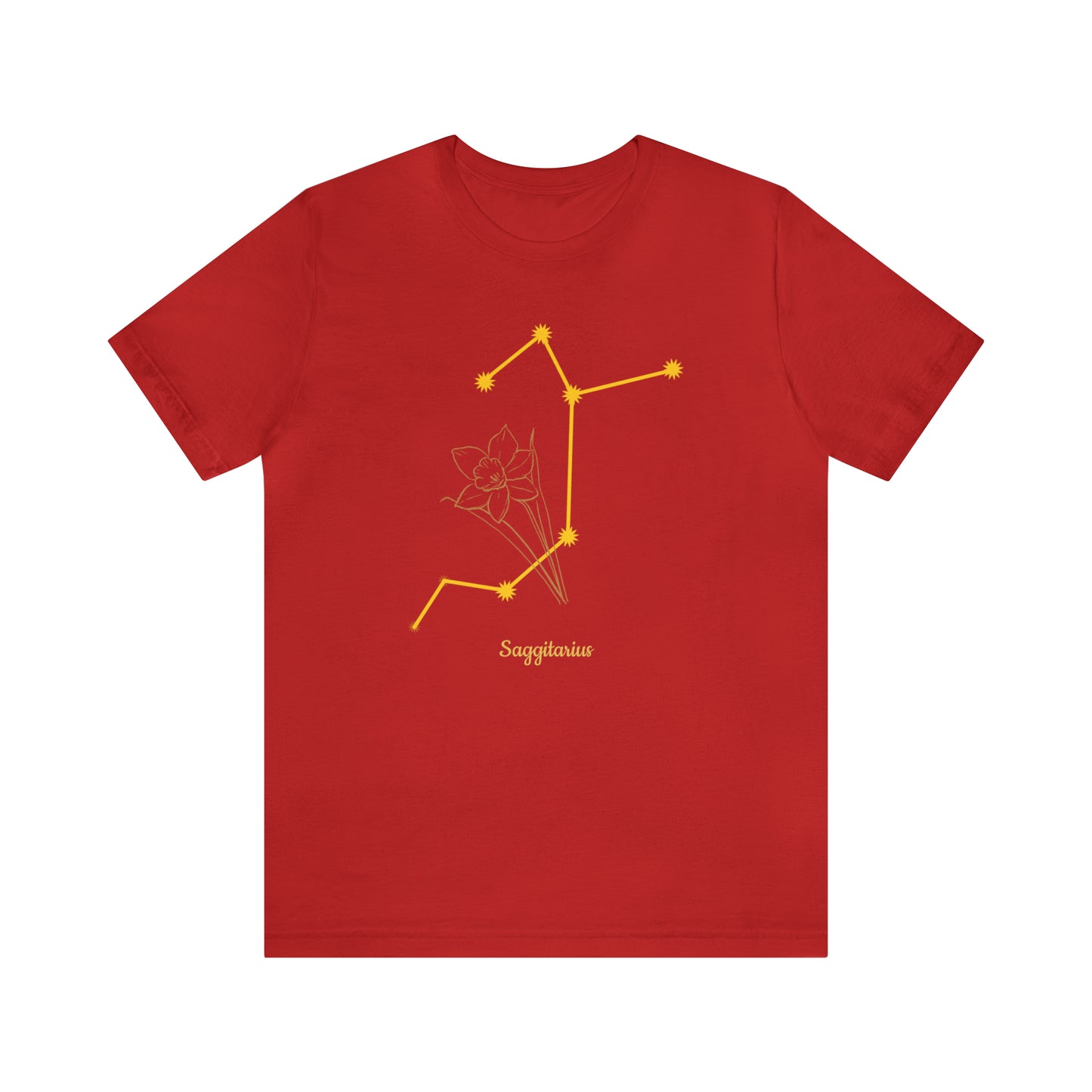 Sagittarius Daffodil & Stars AF T-Shirt | Fun Sagittarius T-Shirt | Zodiac T-Shirt | Zodiac Sign Shirt | Astrology | Star Sign | Unisex Jersey Short Sleeve Tee